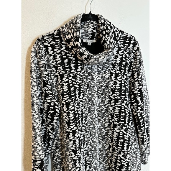 John Mark Chunky Textured Knit Cowl Neck Top Size M Black Gray Boxy 3/4 Sleeve - Picture 4 of 10